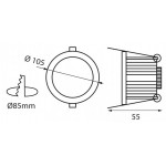 Downlight LED Redondo FORAT 12W, corte 85mm